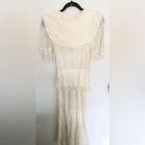 Jessica McClintock Irish Lace 80s Victorian Bow Wedding Rehearsal Bridal Dress